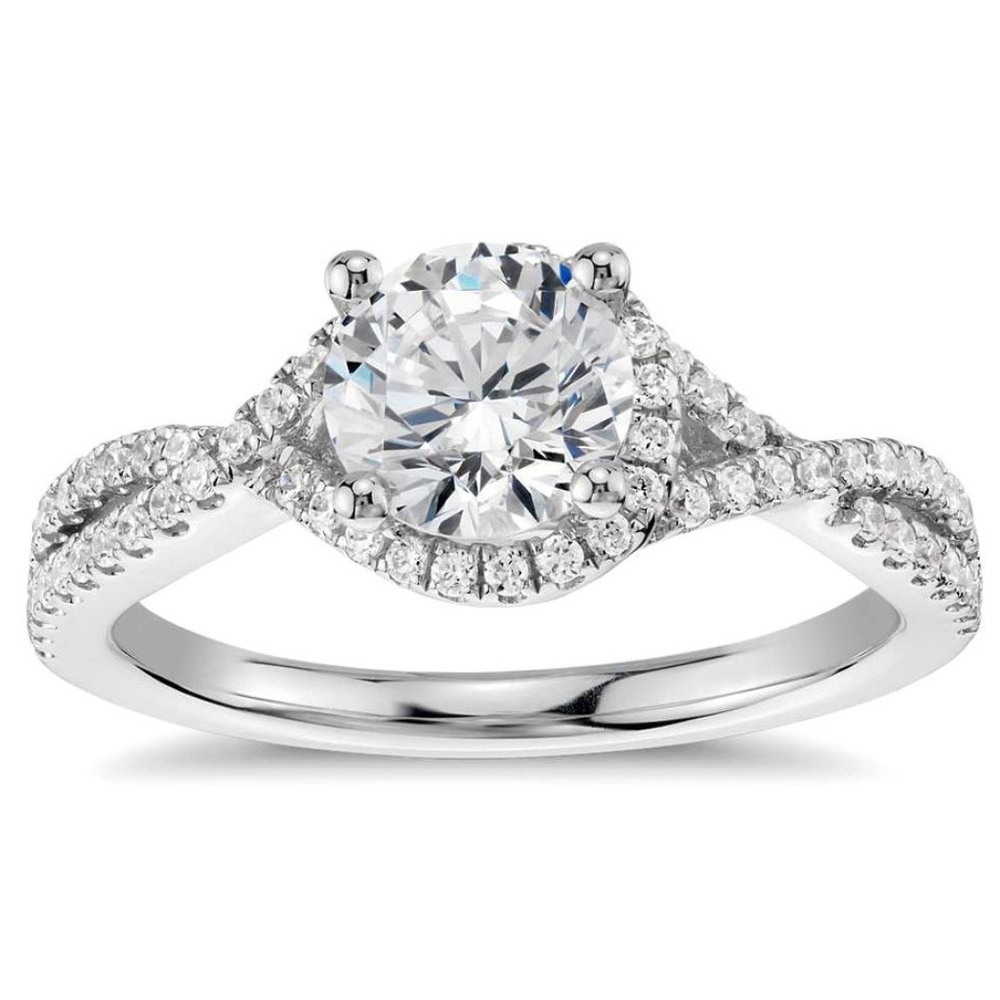 Twisted Braided Halo Engagement Ring